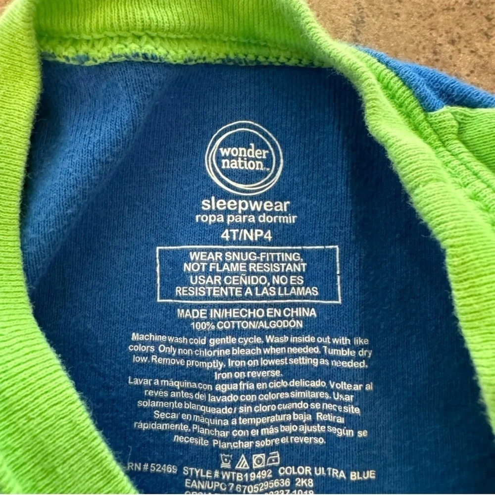 Wonder Nation- 4T Toddler Robot Blue and Green Sleepwear 🤖